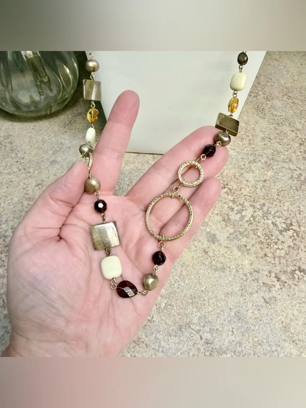 Lia Sophia Ciprani Necklace Long Chunky Bohemian Chic Earth Tone